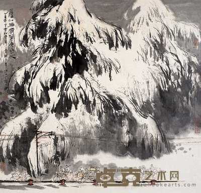 章炳文 雪松叠翠 镜心 66×67cm